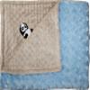 Lil' Cub Hub Minky Blanket, Mocha Dot/Blue Rosebud, Panda view 1