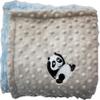 Lil' Cub Hub Minky Blanket, Mocha Dot/Blue Rosebud, Panda view 2