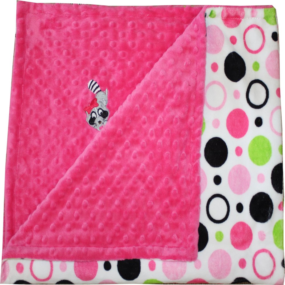 Lil' Cub Hub Minky Blanket, Hot Pink Circles Print/Hot Pink Dot