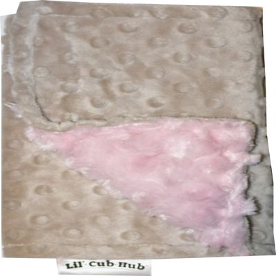 Lil' Cub Hub Minky Burp Cloth, Mocha Dot/Pink Rosebud