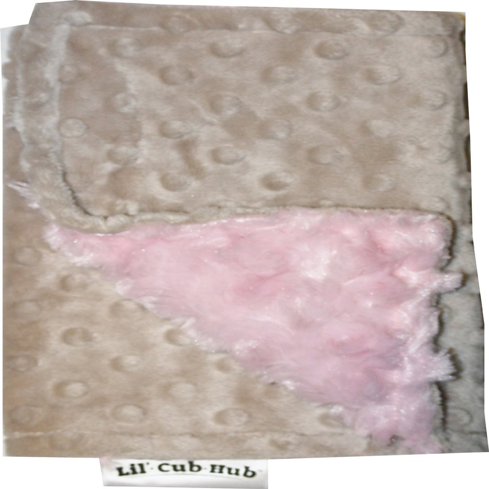 Lil' Cub Hub Minky Burp Cloth, Mocha Dot/Pink Rosebud
