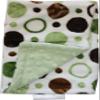Lil' Cub Hub Minky Burp Cloth, Green Brown Circles Print/Sage Dot view 2