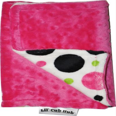 Lil' Cub Hub Minky Burp Cloth, Hot Pink Circles Print/Hot Pink Dot