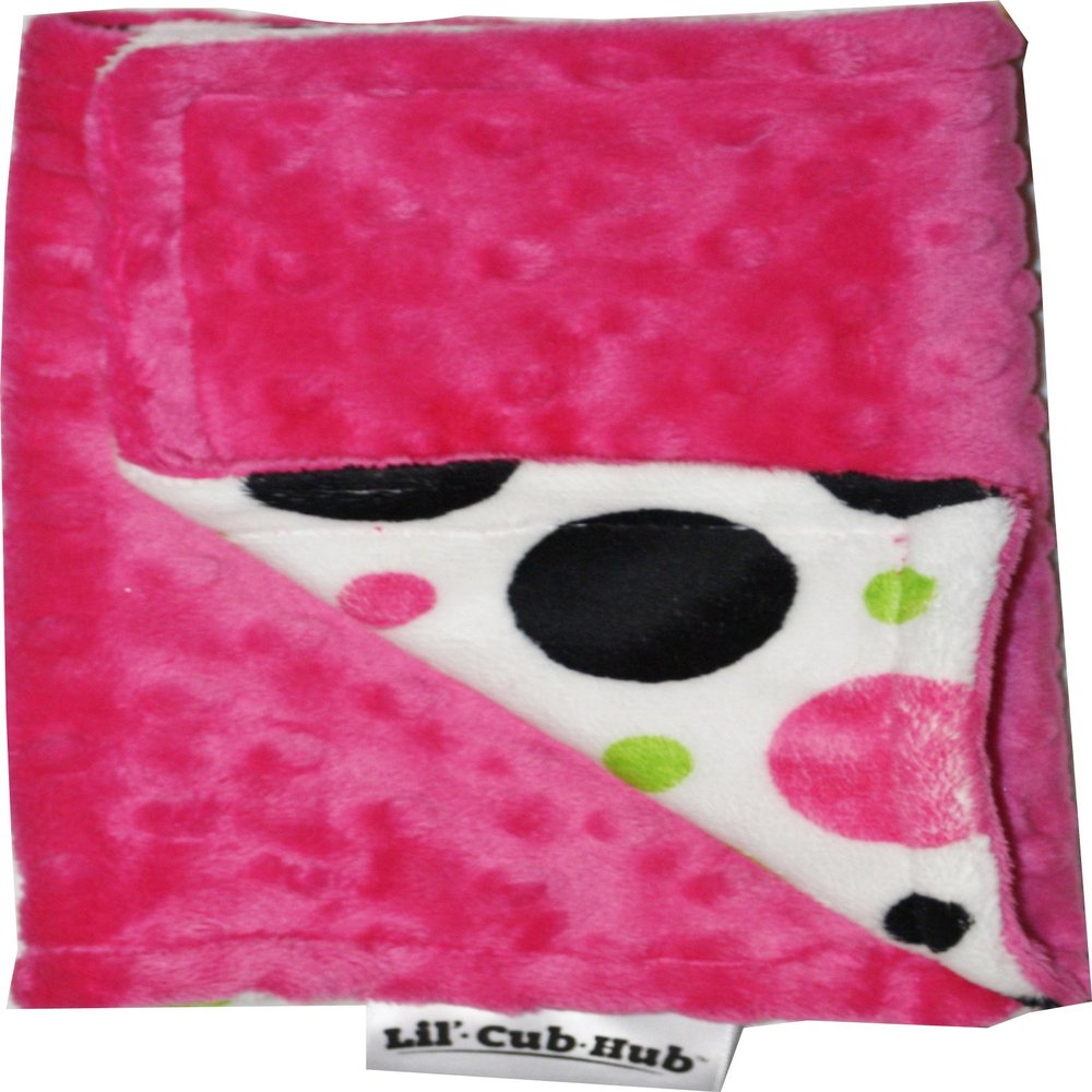 Lil' Cub Hub Minky Burp Cloth, Hot Pink Circles Print/Hot Pink Dot