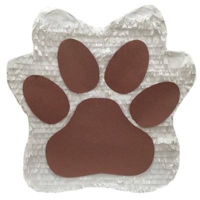 APINATA4U 17" Dog Paw Pinata Puppy Birthday Dog Party Supplies Puppy Birthday Let's Party Woof Dog Themed Animal Themed Princess Puppy Paw Kitty Cat Paw White & Brown