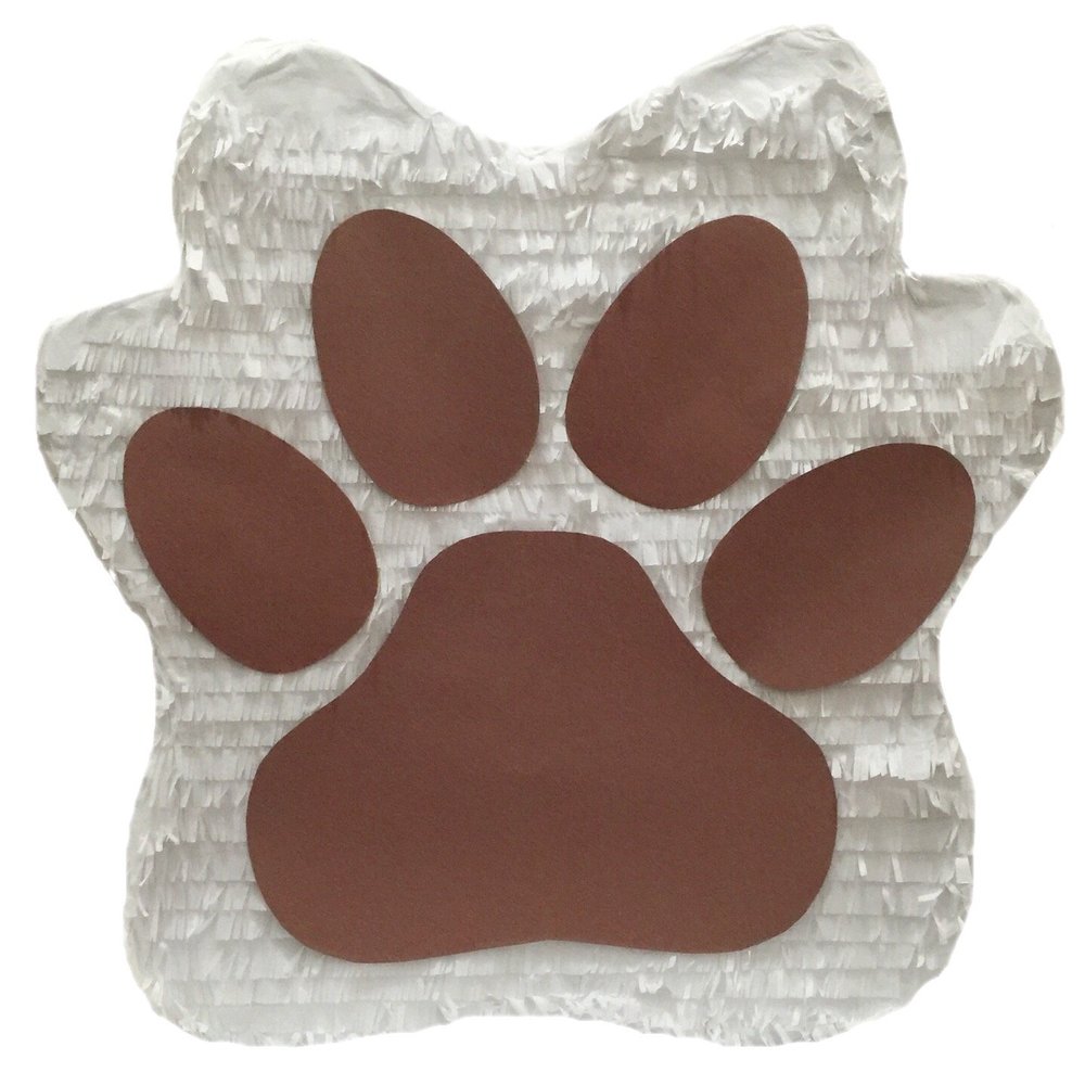 APINATA4U 17" Dog Paw Pinata Puppy Birthday Dog Party Supplies Puppy Birthday Let's Party Woof Dog Themed Animal Themed Princess Puppy Paw Kitty Cat Paw White & Brown