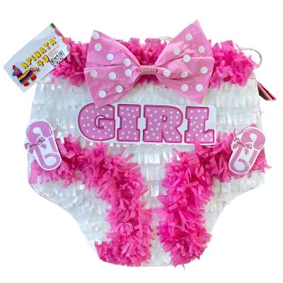 Baby Girl Diaper Pinata Baby Shower Party! 17" Supplies Pink Color Gender Reveal Party