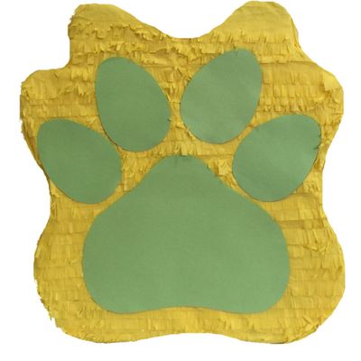 APINATA4U 17" Dog Paw Pinata Puppy Birthday Dog Party Supplies Puppy Birthday Let's Party Woof Dog Themed Animal Themed Princess Puppy Paw Yellow Green Color