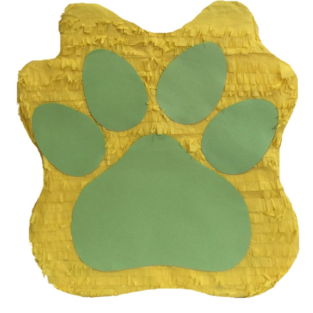 APINATA4U 17" Dog Paw Pinata Puppy Birthday Dog Party Supplies Puppy Birthday Let's Party Woof Dog Themed Animal Themed Princess Puppy Paw Yellow Green Color