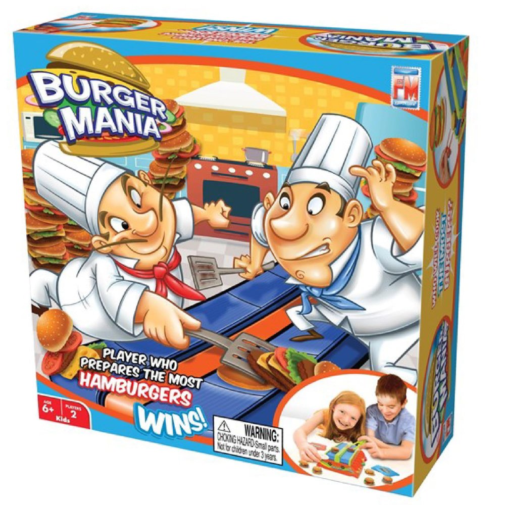 Fotorama Burger Mania Sizzling Build A Burger Game, Fast-Paced Conveyor Belt Competition, Improves Fine Motor Skills, Gifts for Kids Ages 6 & Up
