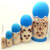 BuyRussianGifts Russian Church in Blue Wood Burned Hand Carved Hand Painted Nesting 5 Piece Doll Set / 7" Tall view 3