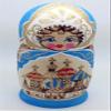 BuyRussianGifts Russian Church in Blue Wood Burned Hand Carved Hand Painted Nesting 5 Piece Doll Set / 7" Tall view 4