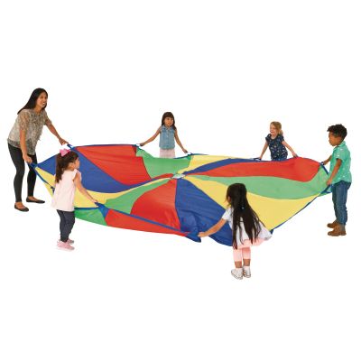 Excellerations Brawny Tough 12-Foot Rainbow Play Parachute for Kids with 12 Handles, Kids Toy, Gym Parachute