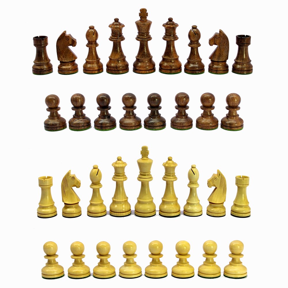 StonKraft - Wooden Chess Pieces Pawn with Extra Queens Chessmen Figurine Pieces Coins (3.75" King Height)