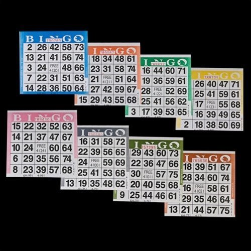 American Games Bingo Paper Cards - 1 Card - 8 Sheets - 100 Packs of 8 Sheets - 800 Cards