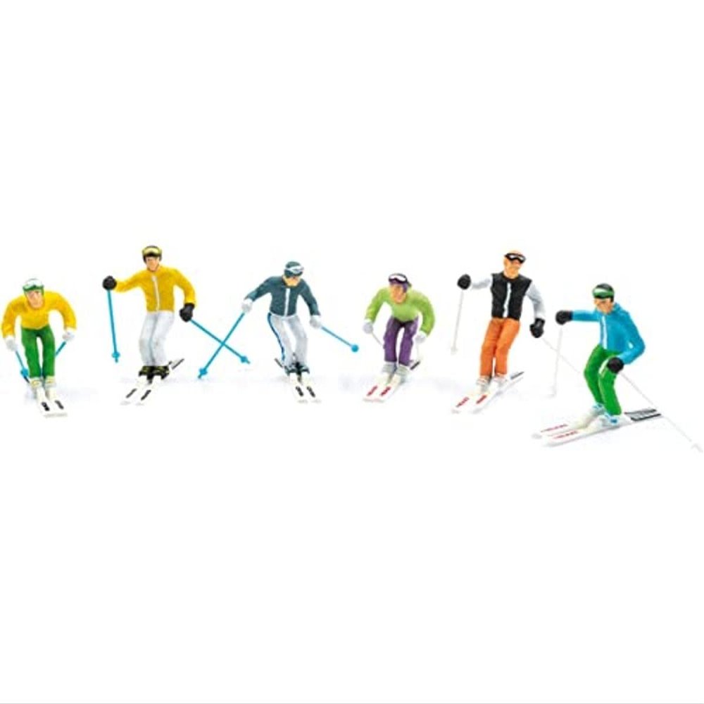 Jaegerndorfer JaegerndorferJC54400 6 Pieces Standing Figures with Head Ski and Poles, 1:32 Scale, Multi-Color