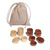 WE Games Wood Backgammon Chips with Cloth Pouch - Brown & Natural 1.125 in. Diameter - Set of 30 view 1