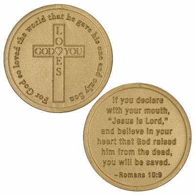 Sterling Gifts Coins God Loves You, Gold Plastic (Pack of 50)