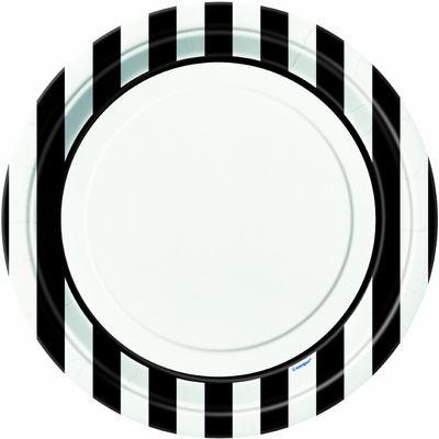 Black Striped Paper Plates, 8ct, One Size (38055)