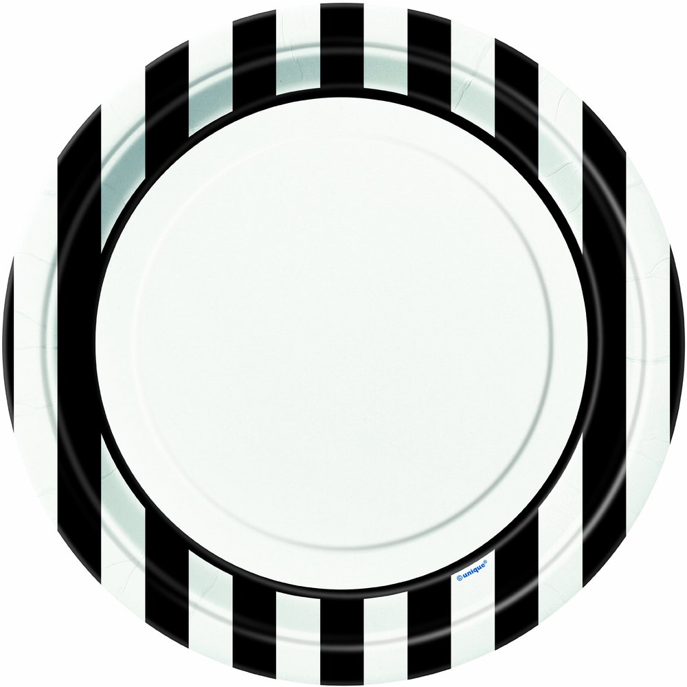 Black Striped Paper Plates, 8ct, One Size (38055)