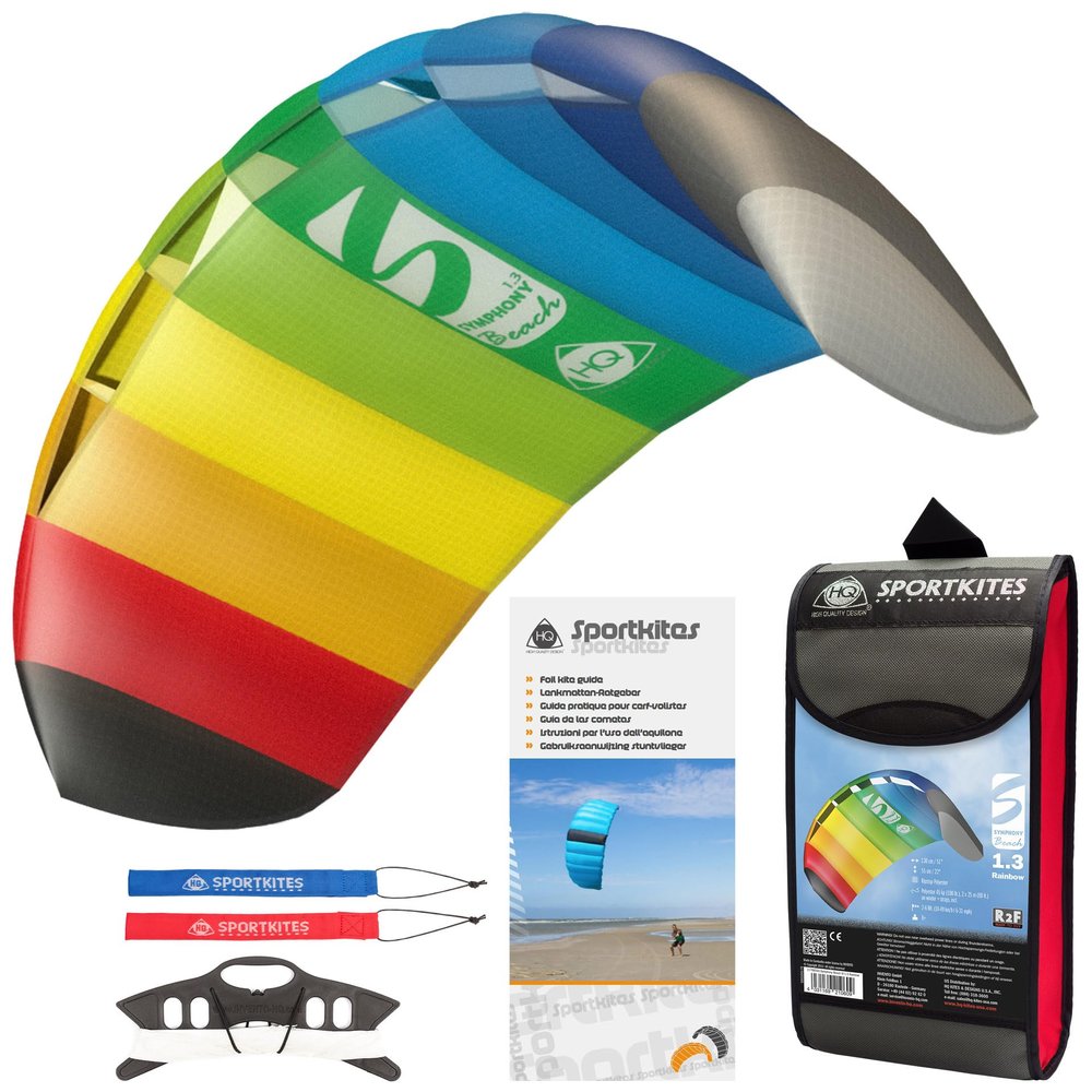 HQ Kites Symphony Beach III 1.3 Stunt Kite 51 Inch Dual - Line Sport Kite, Color: Rainbow - Active Outdoor Fun for Ages 8 and Up
