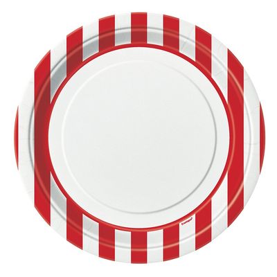 Unique 38005 Red Striped Dinner Party Plates, 8 Ct.