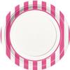 Hot Pink Striped Paper Plates, 8ct view 1