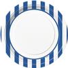 Stripes Round Dinner Paper Plates - 9" | Royal Blue | 8 Pcs view 1