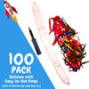 IMPRESA Flying Balloon Rockets - Pack of 100 Flying Toy with Whistling Pump - Extra-Long Screamer Balloons - Party Favor Set - Assorted Colors with Hand Pump view 3