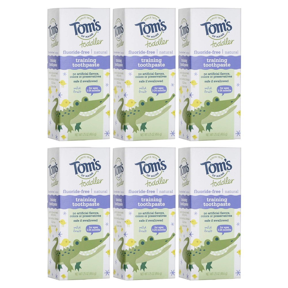Tom's of Maine Toddlers Fluoride-Free Natural Toothpaste in Mild Fruit Gel, 1.75 Ounce (Pack of 6)