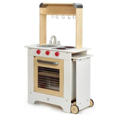 Hape Wooden Cookn Serve Kitchen| Pretend Role Play Kitchen Set with Pull-Out Counter and Chalkboard for Kids