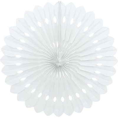 White Solid Premium Tissue Paper Fan - 16" (1 Count) - Stylish Decoration, Perfect For Parties & Events