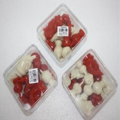 Thai Chess (Makruk) Plastic with Traditional White and Black/Red (1 Box)