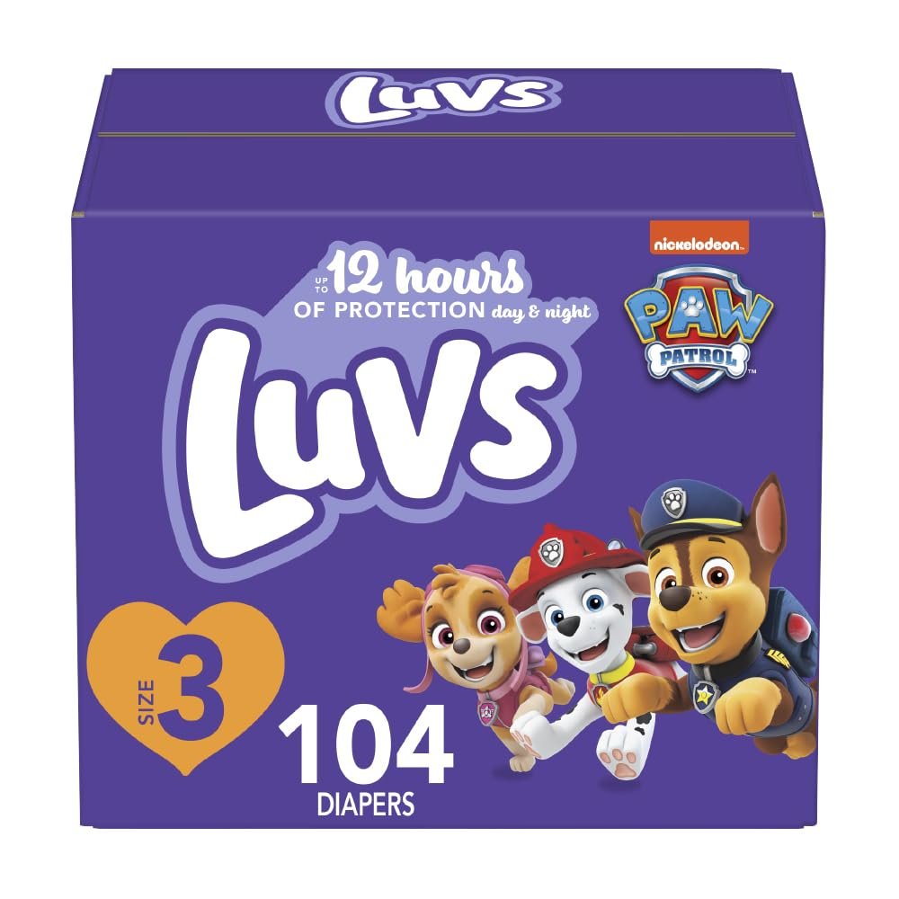 Luvs Size 3 Baby Diapers, Platinum Protection Bluey Diapers for Day & Night, Size 3, 104 Count (Packaging May Vary)