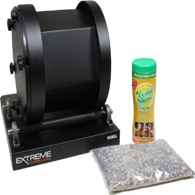 Extreme Tumblers Rebel 17 Stainless Steel Ammo Reloading Kit: 17 lb Rotary Brass Tumbler with 5 lb Stainless Steel Media & Detergent, 40 RPM High Speed Cleaner