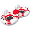 SOLSTICE Inflatable Tube Float  Heavy-Duty Material with Grab Handles for Pool, Lake & River  Compact with Backrest, Mesh Base, Cupholders & Rope  2-Person, White & Red, 89"  Super Chill view 1