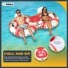 SOLSTICE Inflatable Tube Float  Heavy-Duty Material with Grab Handles for Pool, Lake & River  Compact with Backrest, Mesh Base, Cupholders & Rope  2-Person, White & Red, 89"  Super Chill view 4