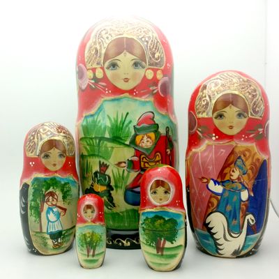 BuyRussianGifts Frog Princess Russian Matryoshka Hand Painted Fairy Tale Nesting Doll Set 7 inches Tall