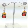 Matryoshka RUSSIAN Hand Painted Earrings Black with Red Flowers Nesting Dolls Shape view 1