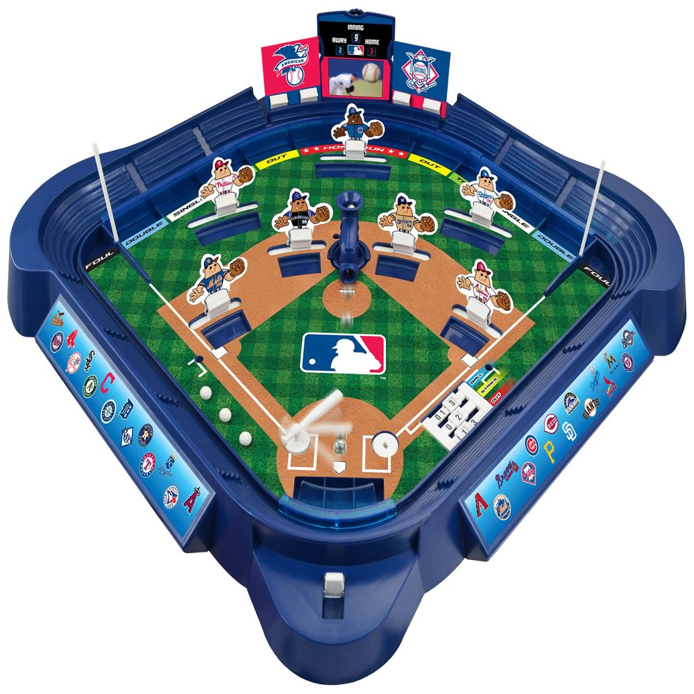 MLB Slammin' Sluggers Magnetic Baseball Tabletop Game 2-Player Board Game with 20" x 20" Field, Scoreboard, Stickers and Manual Pitching Control