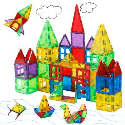MAGBLOCK Magnetic Tiles for Kids, 66PCS Magnet Tiles Building Blocks Construction Toys Incorporating Magnets for Toddlers, Magnetic Blocks Learning Toys Gift for 3+ Year Old Boys and Girls