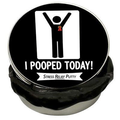 I Pooped Today Stress Relief Putty - Poop Gag Gift for Adults, Stocking Stuffers, Over-The-Hill, Black
