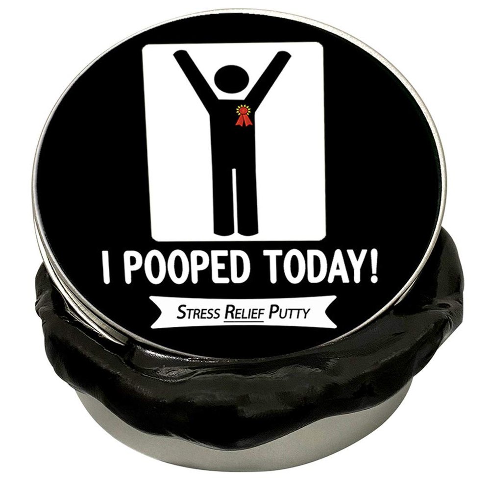 I Pooped Today Stress Relief Putty - Poop Gag Gift for Adults, Stocking Stuffers, Over-The-Hill, Black