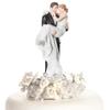 Vintage Rose Pearl Groom Holding the Bride Wedding Cake Topper view 1
