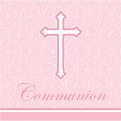 Creative Converting 18 Count Communion Lunch Napkins, Faith Pink