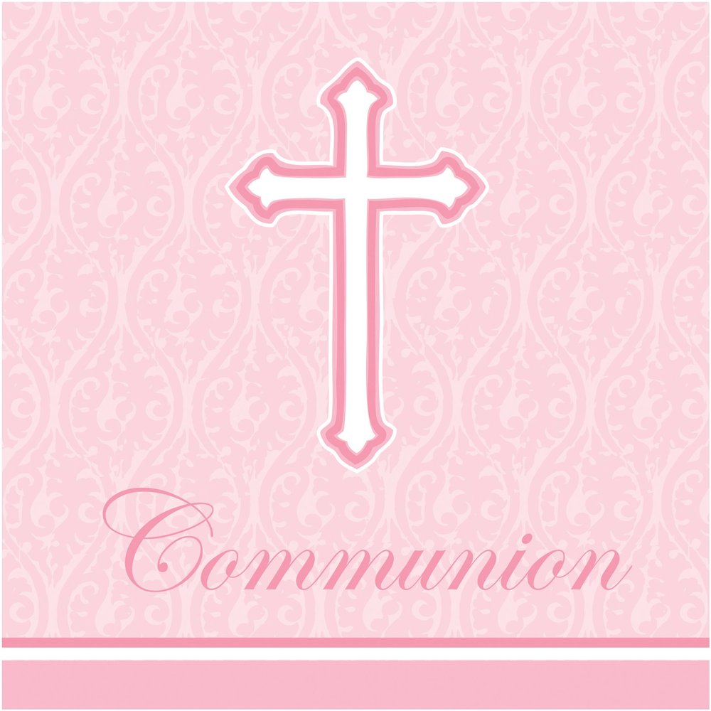 Creative Converting 18 Count Communion Lunch Napkins, Faith Pink