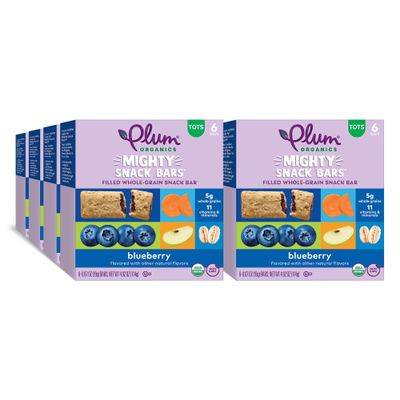 Plum Organics Mighty Snack Bars - Blueberry - 0.67 oz Bars (Pack of 48) - Organic Fruit and Vegetable Toddler Food Snack Bars