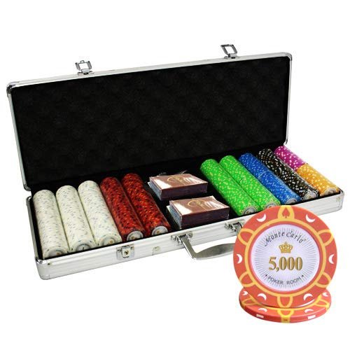 MRC POKER Monte Carlo Poker Room (14g) [500 pcs] Clay Composite Poker Chips Set with Aluminum Case - Custom Build Available