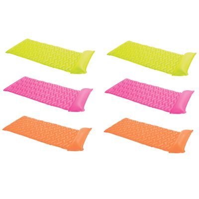 Intex Tote 'N Float Wave Mat Floating Pool Lounger with Headrest (6 Pack)