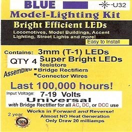 Evan Designs U32 3 mm Bright Blue LED, Pkg=5